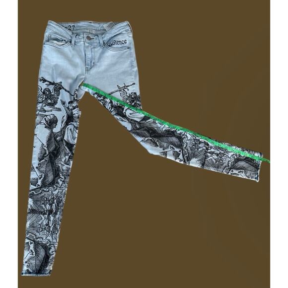 Vintage Levi’s Wicked Violence Light Blue Jeans With Handwritten Artwork Size 27 - Picture 3 of 11